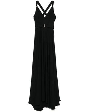Nissa Crystal-Embellished V-Neck Gown - Black