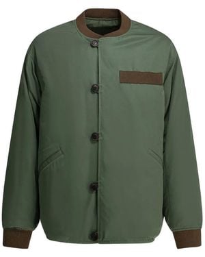 Visvim Contrast-Trim Button-Up Bomber Jacket - Green