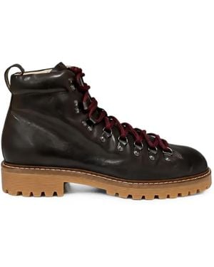 Eleventy Round-Toe Ridged-Sole Boots - Black