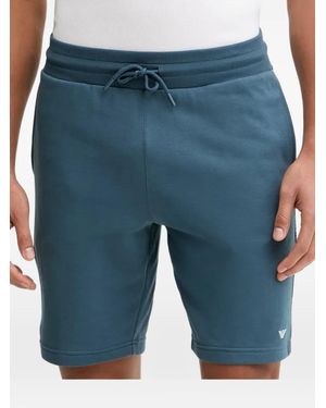 Emporio Armani Logo-Print Track Shorts - Blue