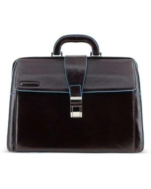Piquadro Doctor's Leather Flap-Top Briefcase - Black