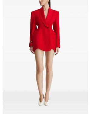Benedetto Asymmetric Double-Breasted Blazer Mini Dress - Red