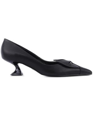 Lola Cruz Manuela Bow-Detail Court Shoes - Black