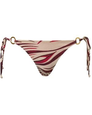 Twinset Brazilian Bikini Briefs With Ties And Print - Pink