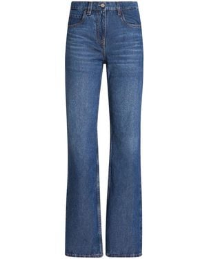 Etro Floral-Embroidered High-Waist Jeans - Blue