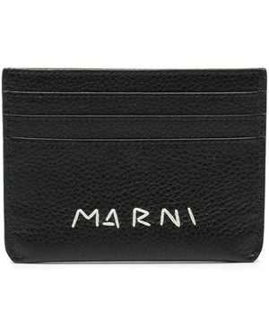 Marni Kartenetui Mit Logo-Stickerei - Schwarz