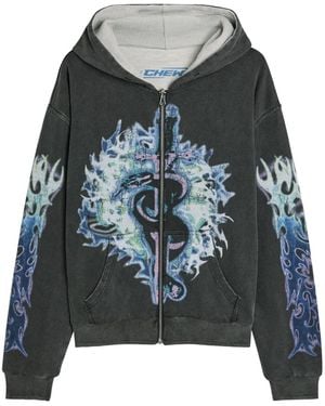 Chew Forever Graphic Zip-Up Sweatshirt - Grey
