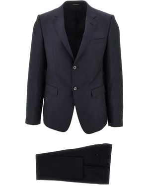 Emporio Armani Striped-Pattern Suit - Blue