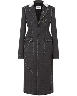Moschino Topstitching Single-Breasted Coat - Black