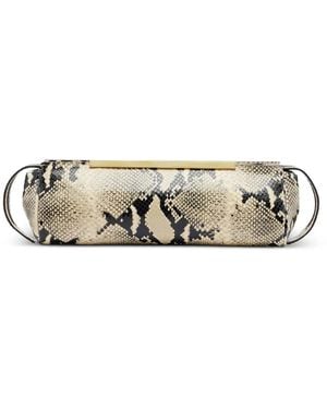 KHAITE Snake-Effect Leather Clutch Bag - Metallic