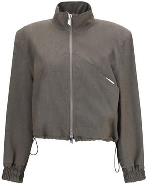 The Attico High-Neck Zip-Up Bomber Jacket - Gray