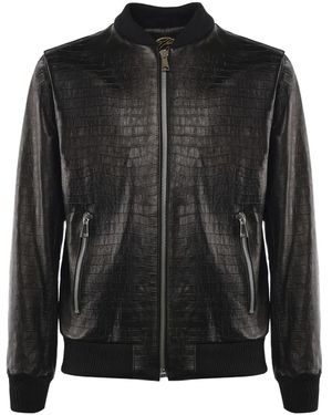 Giuliano Galiano Good Fellas Leather Bomber Jacket - Black