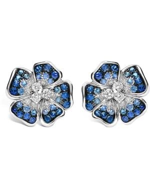 Leo Pizzo 18Kt Flora Diamond And Sapphire Earrings - Blue