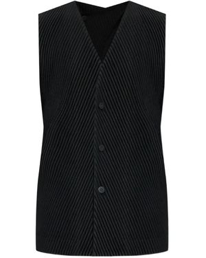 Homme Plissé Issey Miyake Plissé-Effect Gilet Jacket - Black