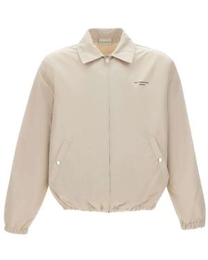 Drole de Monsieur Slogan-Print Zip-Up Jacket - Natural