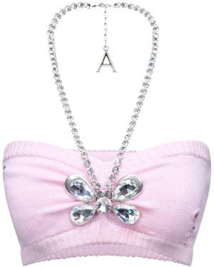 Area Crystal Butterfly Knitted Bandeau - Pink