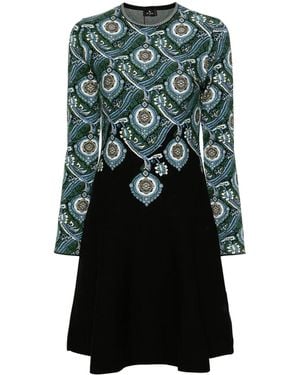 Etro Jacquard-Pattern Knitted Dress - Green