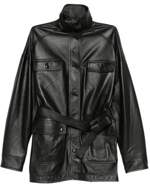 Yves Salomon Leather Safari Jacket - Black