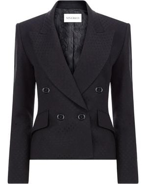 Nina Ricci Doppelreihiges Jacquard-Sakko - Blau