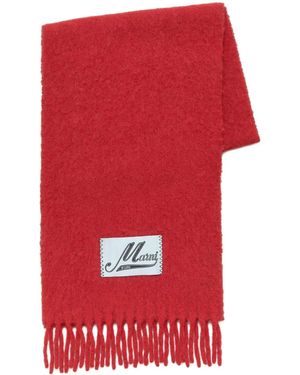 Marni Brushed Alpaca-Blend Scarf With Fringes - Red
