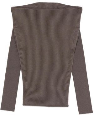 Rick Owens Wool Off-Shoulder Jumper - Brown