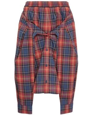 Pushbutton Geruite Rok Met Gestrikte Taille - Rood