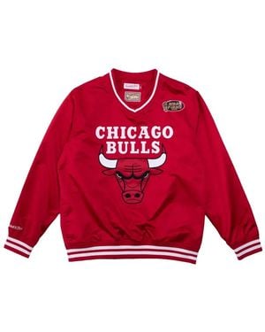 Mitchell & Ness Satin V-Neck Sweatshirt - Red