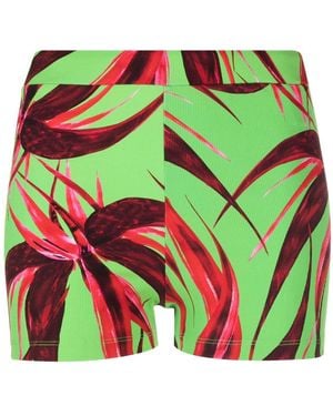 Louisa Ballou Floral-Print Ribbed-Knit Shorts - Green