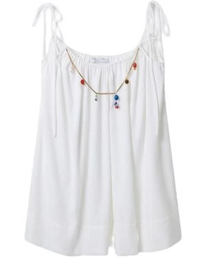 Stella McCartney Robe Courte À Bretelles Nouées Et Ornements En Perles - White