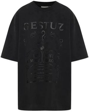 Gestuz Gzelrose T-Shirt Mit Logo-Print - Schwarz