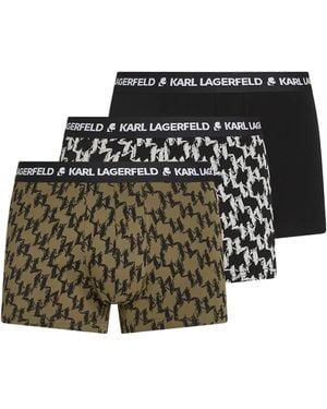 Karl Lagerfeld Set Di 3 Boxer Con Stampa Monogramma - Nero
