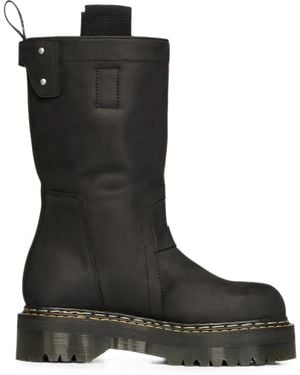Rick Owens X Dr. Martens Quad Buckle-Strap Biker Boots - Schwarz