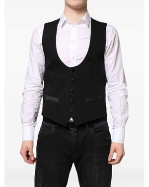 Dolce & Gabbana U-Neck Button-Up Waistcoat - Black
