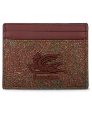 Etro Pegaso-Motif Paisley-Print Cardholder - Brown