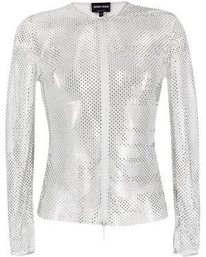 Giorgio Armani Crew-Neck Mesh T-Shirt - White