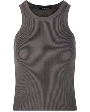 Max Mara Ribbed Sleeveless Top - Gray