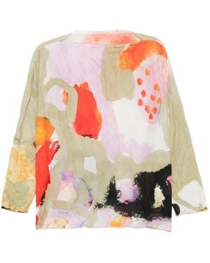 Daniela Gregis Abstract-Print Crinkled Blouse - White