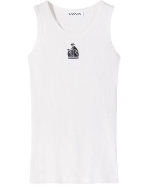 Lanvin Embroidery-Logo Tank Top - White