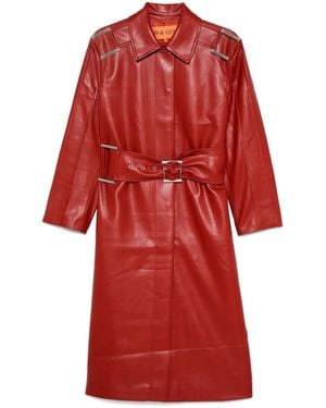 Stine Goya Belted Faux-Leather Coat - Red