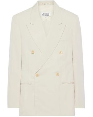 Maison Margiela Double-Breasted Peak-Lapel Jacket - White