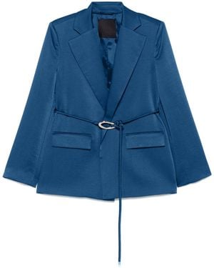 Liu Jo Tailored Jacket With Belted Waist And Classic Lapel - Blue