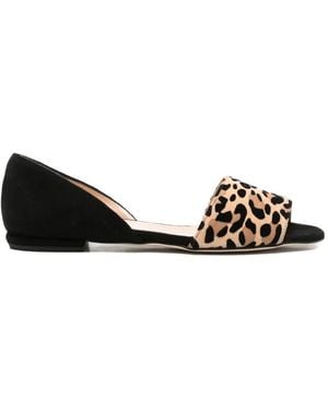 Il Borgo D'Orsay Leopard-Print Sandals - Black