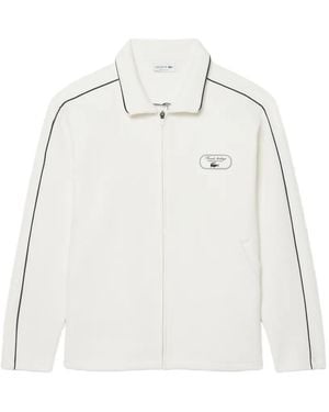 Lacoste Tennis Heritage Zipped Badge-Accent Sweatshirt - White