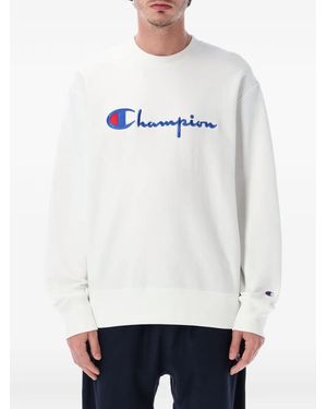 Champion Logo-Embroidered Crew-Neck Sweatshirt - White
