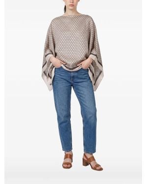 Brunello Cucinelli Geometric-Pattern Blouse - Blue