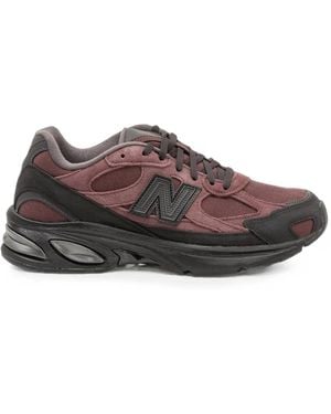 New Balance Logo-Patch Panelled Trainers - Brown