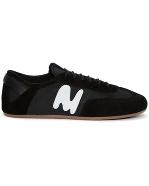 MSGM Appliqué Lace-Up Sneakers - Black
