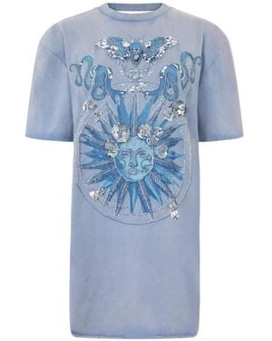 Philipp Plein Open-Back Butterfly-Motif Mini Dress - Blue