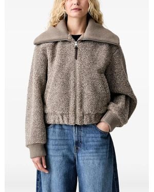 Marc O' Polo Brushed-Effect Zip-Up Jacket - Brown