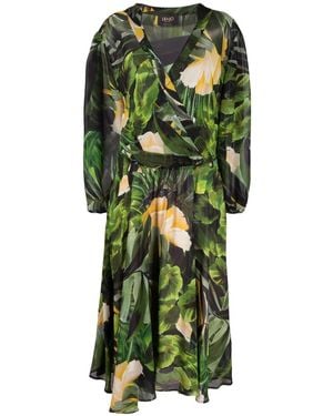 Liu Jo Tropical-Print Midi Dress - Green